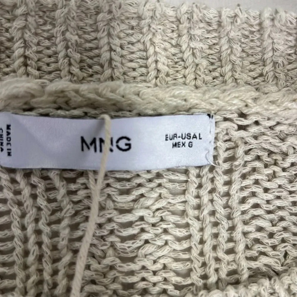 NWT MANGO Women’s Knitted Braided Sweater color Sand size Large - Picture 11 of 12